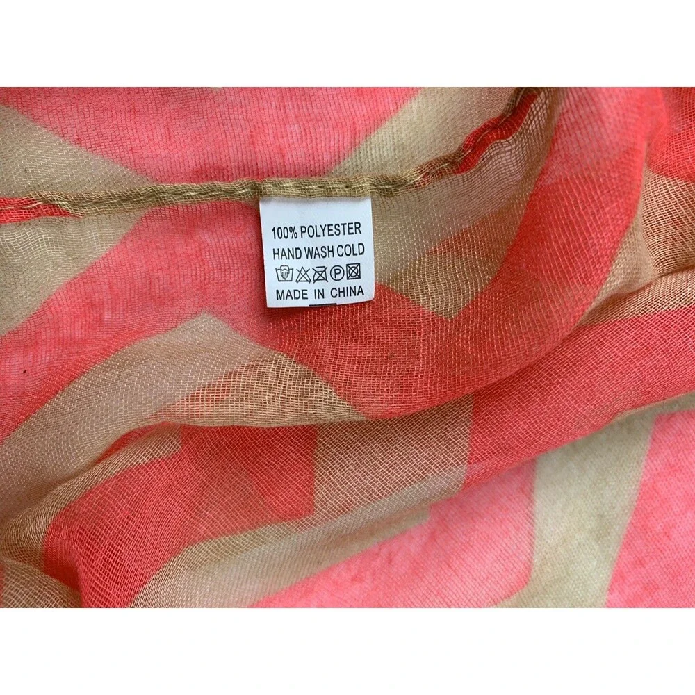 Coral Beige Chevron Infinity Scarf Lightweight Sheer Loop Scarf Women’s